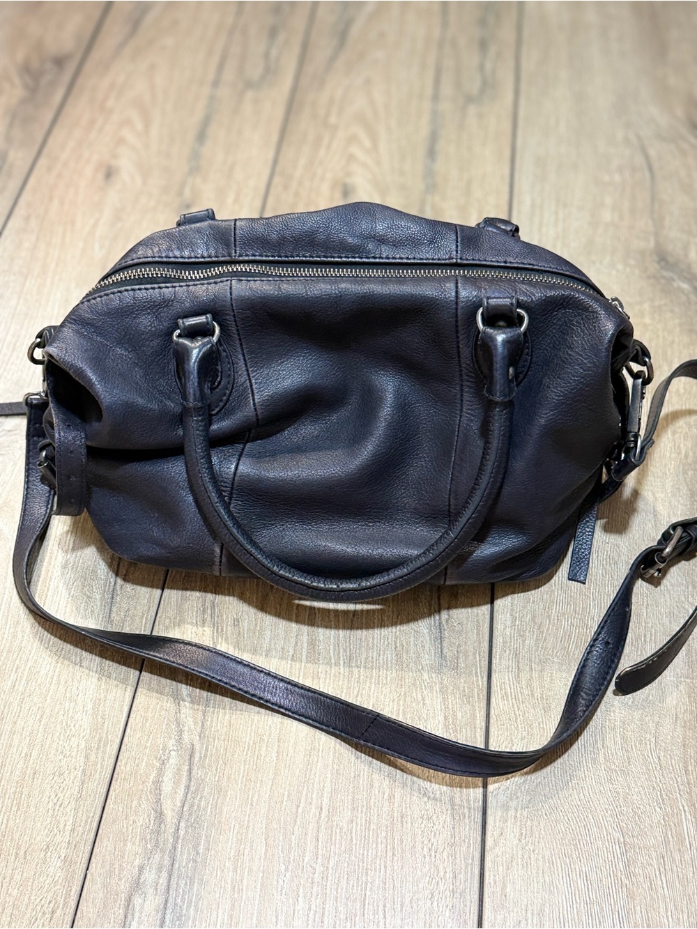 We The Free Baby Emerson Tote Bag Black Leather Crossbody Satchel Boho Moto - Picture 3 of 14